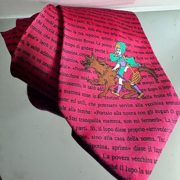 Moschino Tie Collectors Item Silk Little Red Riding Hood - Picture 6 of 7